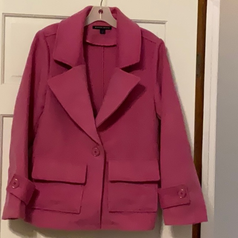 Boston Proper Pink Pea Coat with Notched Lapel